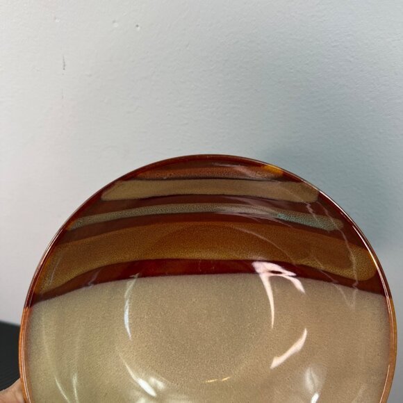 Sango Avanti Brown 4722 Ceramic 9" Cereal Bowl With Earthy Stripes - Picture 4 of 7